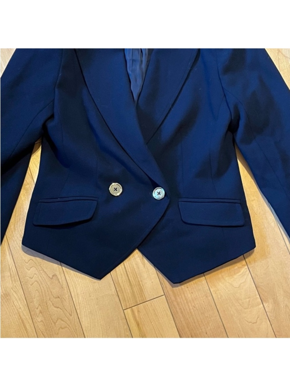 Trina Turk Navy Blue Blazer with gold metal buttons size eight (8) - Picture 2 of 11